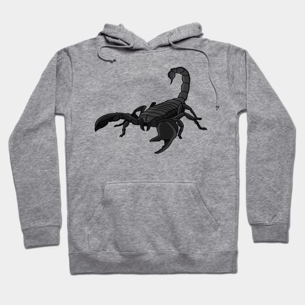 Black hungry scorpion cartoon illustration Hoodie by Cartoons of fun